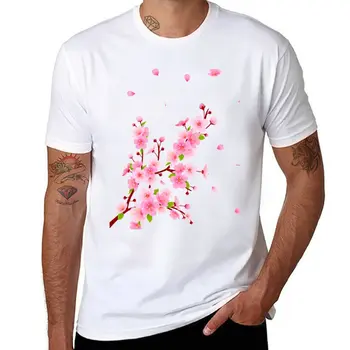 Новая футболка Sakura Cherry Blossom |Японская футболка Sakura, летний топ, однотонная футболка, корейская модная футболка с коротким рукавом, комплект мужских футболок